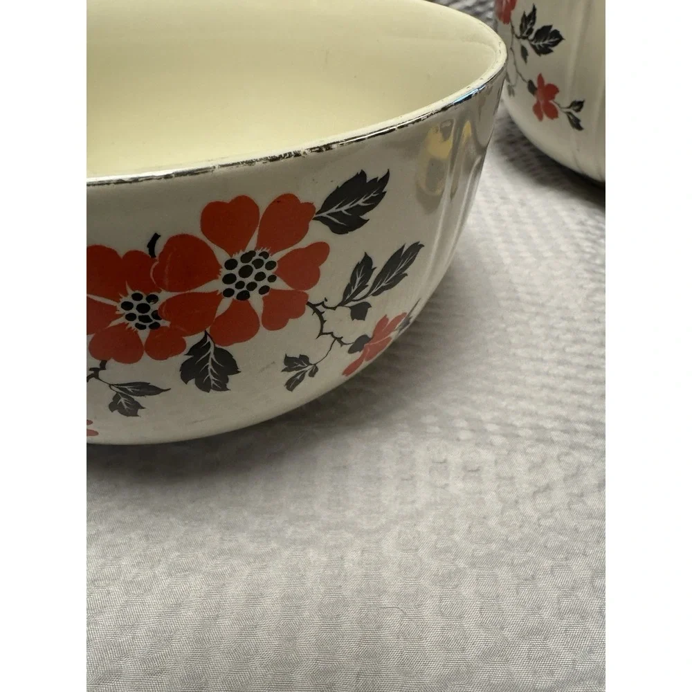 Vintage Poppy Hall Ceramic 3 Piece Bowl Set 8.75